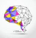 Wires from the point of brain graphics, vector illustration