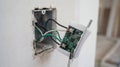 Glimpse into modern wiring during the construction phase of a new home Royalty Free Stock Photo