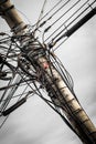 Wires on utility pole Royalty Free Stock Photo