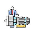 wiring check aircraft color icon vector illustration