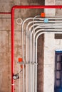 wiring pipe system under concrete wall. Building interior concept Royalty Free Stock Photo