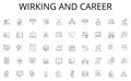 Wirking and career line icons collection. Sprint, Marathon, Relay, High-jump, Long-jump, Shot-put, Javelin vector and