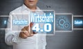 Wirtschaft 4.0 in german economy, progress, future touchscreen Royalty Free Stock Photo