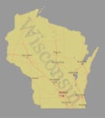 Wisconsin accurate vector exact detailed State Map with Community Assistance and Activates Icons Original pastel Illustration. Un Royalty Free Stock Photo