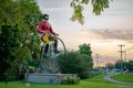 Wisconsin historical marker Ben Bikin' World's largest bicyclist in Sparta