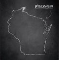 Wisconsin map blackboard chalkboard Royalty Free Stock Photo