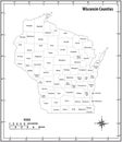 Wisconsin state outline administrative and political vector map in black and white