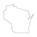 Wisconsin, state of USA - solid black outline map of country area. Simple flat vector illustration