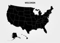 Wisconsin. States of America territory on gray background. Separate state. Vector illustration