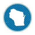 Wisconsin striped retro travel sticker.