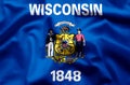 Wisconsin colorful waving and closeup flag illustration