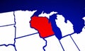 Wisconsin WI State United States of America 3d Animated State Ma