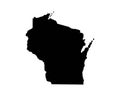 Wisconsin US Map. WI USA State Map. Black and White Wisconsinite State Border Boundary Line Outline Geography Territory Shape Vect