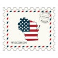 Wisconsinpostagestamp. Vector illustration decorative design