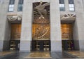 Wisdom, an art deco frieze by Lee Lawrie over the entrance of GE Building at Rockefeller plaza