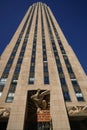 Wisdom, an art deco frieze by Lee Lawrie over the entrance of GE Building at Rockefeller Plaza in New York