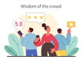 Wisdom of the crowd concept. Collective opinion shaping through star ratings.