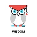 Wisdom icon, flat thin line vector illustration Royalty Free Stock Photo