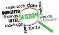 Wisdom Knowledge Facts Research Information Magnifying Glass 3d Illustration