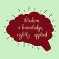 Wisdom is knowledge, rightly applied