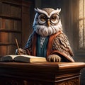 Wisdom in the library a scholarly owl