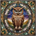 Art Nouveau Owl Vitral Window Royalty Free Stock Photo