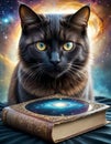 Mystic Cat with Cosmic Book