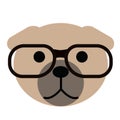 Wise dog wearing glasses simple art geometric illustration Royalty Free Stock Photo