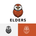 Wise Elders Old Beard Owl Bird Cartoon Logo