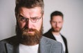 Wise glance. Hipster style and fashion. Hipster eyeglasses. Man handsome bearded hipster wear eyeglasses. Eye health and