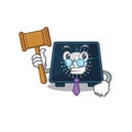 A wise judge of kitchen timer mascot design wearing glasses Royalty Free Stock Photo