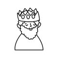 Wise king with crown manger nativity, merry christmas thick line Royalty Free Stock Photo