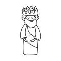 Wise king with crown manger nativity, merry christmas thick line Royalty Free Stock Photo