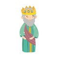 Wise king with crown manger nativity, merry christmas Royalty Free Stock Photo