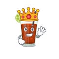A Wise King of cuba libre cocktail mascot design style with gold crown