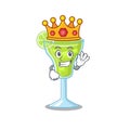 A Wise King of margarita cocktail mascot design style with gold crown