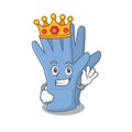 A Wise King of medical gloves mascot design style with gold crown