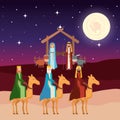 Wise kings in camels manger characters