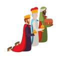 Wise kings down on my knees manger characters Royalty Free Stock Photo