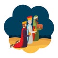 Wise kings down on my knees manger characters Royalty Free Stock Photo