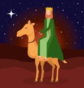 Wise man in camel manger characters Royalty Free Stock Photo