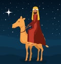 Wise man in camel manger characters Royalty Free Stock Photo