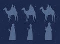 wise men and camels icons Royalty Free Stock Photo