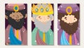 Wise men cartoon banner nativity merry christmas