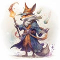 Wise mystical wizard fox, ai generative illustration