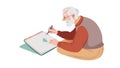 Wise Old Man Writing, Wisdom and Storytelling Vector, vector design Generative AI Royalty Free Stock Photo