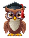 Wise Old Owl Bird Cartoon Graduation Professor Royalty Free Stock Photo