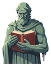 Wise Old Philosopher Statue Reading Book Ancient Greek Knowledge Royalty Free Stock Photo