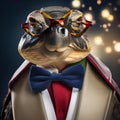 A wise old tortoise wearing glasses and a bowtie, hosting a New Years Eve storytelling session for other animals2