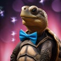 A wise old tortoise wearing glasses and a bowtie, hosting a New Years Eve storytelling session for other animals5
